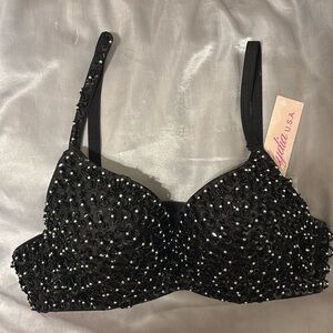Lydia Black/Silver Bead and Sequin Bra Top